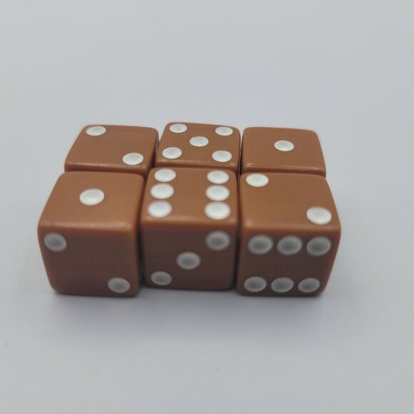 6 Small Brown Dice Gaming Replacement Pieces Cube Lot Six Sided Dicecapades - Picture 1 of 7